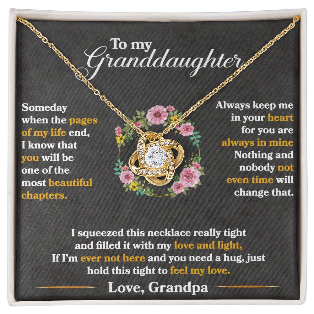 To My Granddaughter "Hold This Tight To Feel My Love" Knot Necklace
