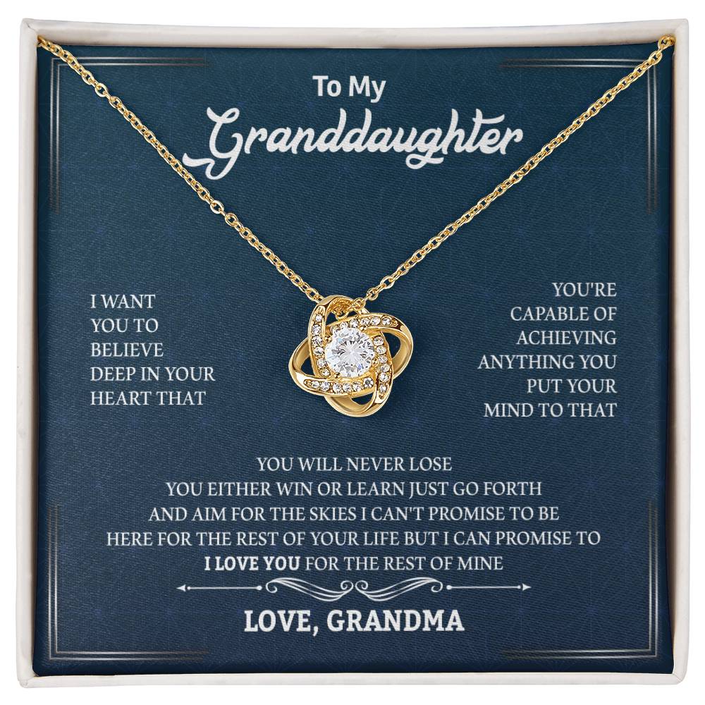 To My Granddaughter "You Will Never Lose" Knot Necklace