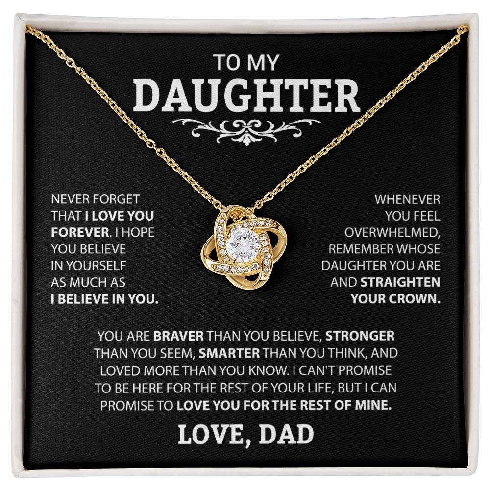 To My Daughter "Never Forget I Love You" Knot Necklace