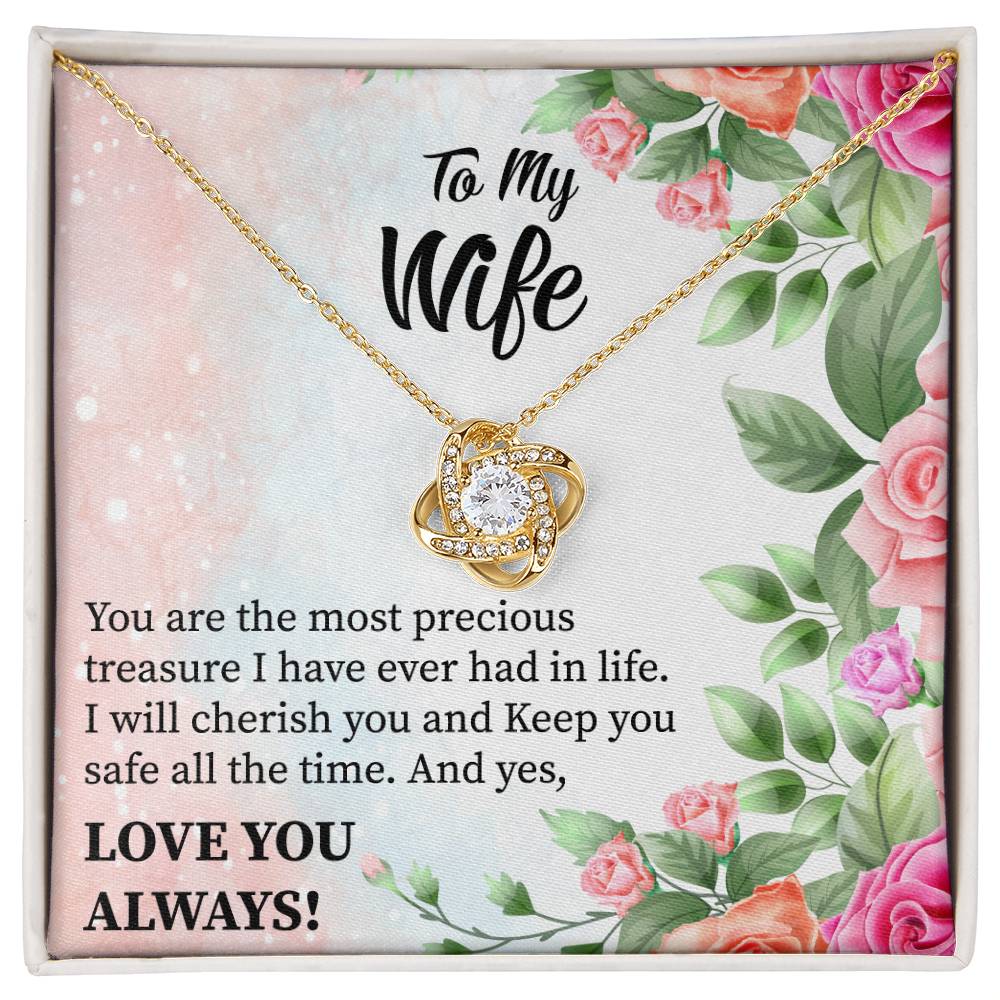 To My Wife "You Are The Most Precious Treasure" Knot Necklace