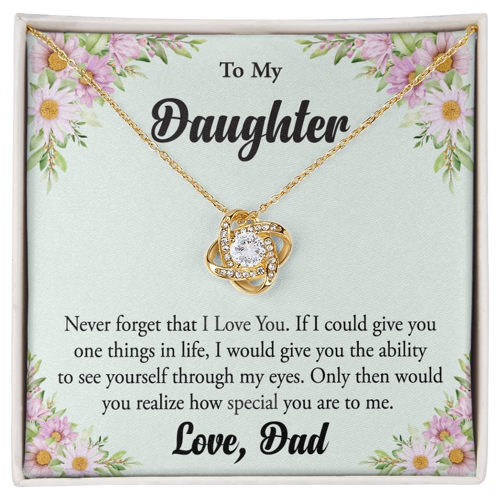 To My Daughter "Never Forget That I Love You" Knot Necklace