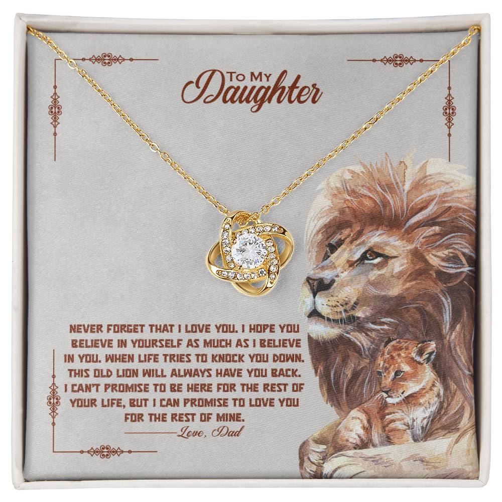 To My Beautiful Daughter "Never Forget That I Love You" Knot Necklace