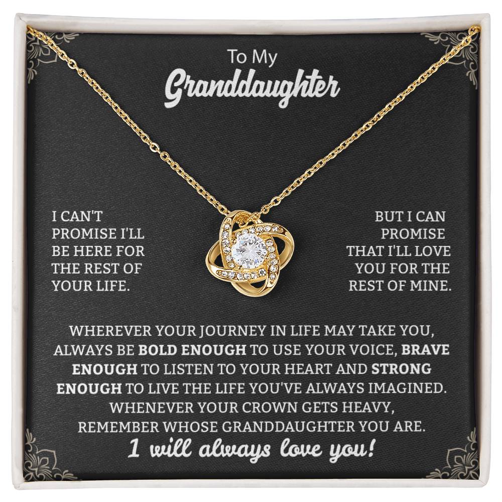 To My Granddaughter "Remember Who's Granddaughter You Are" Knot Necklace