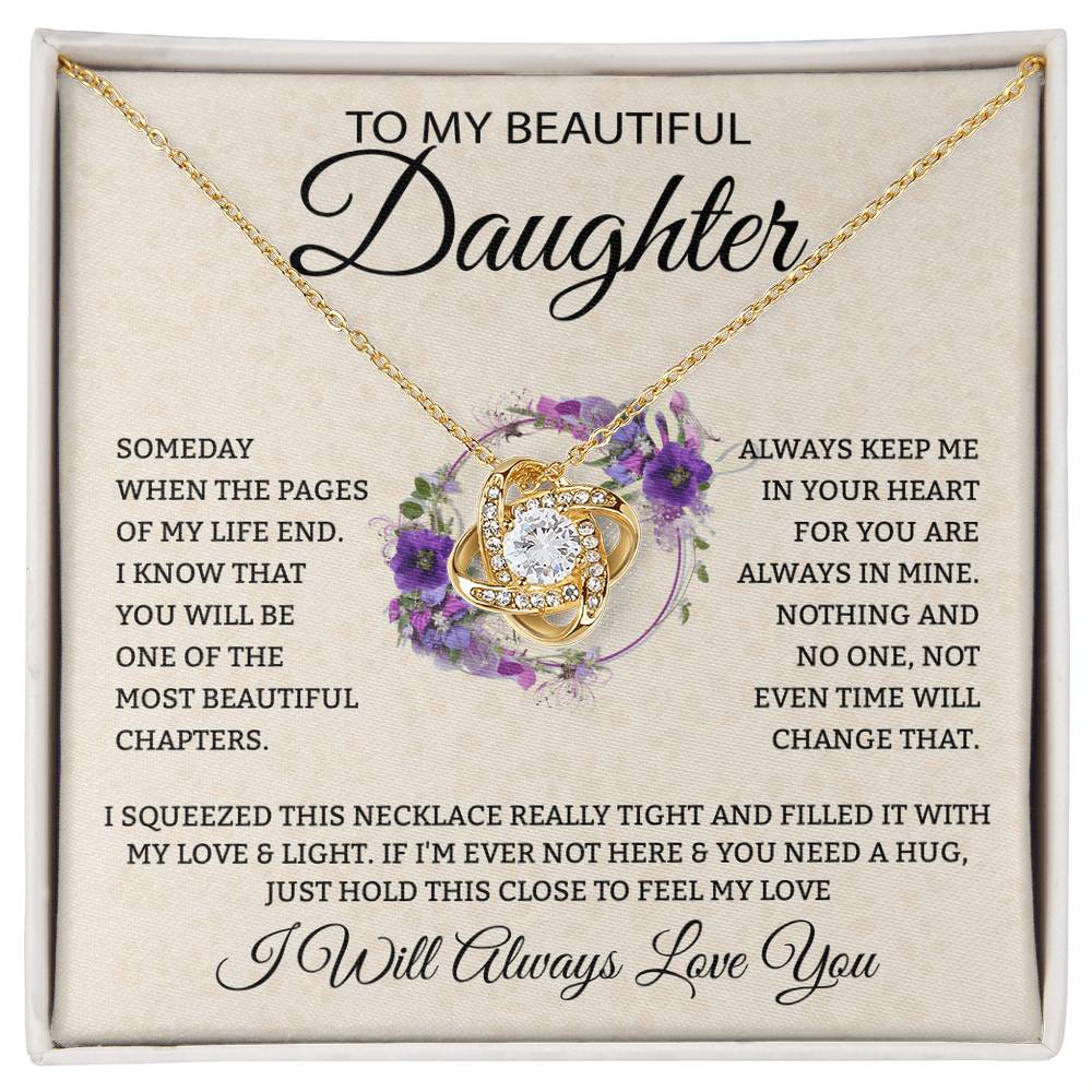 To My Daughter "I Will Always Love You" Knot Necklace