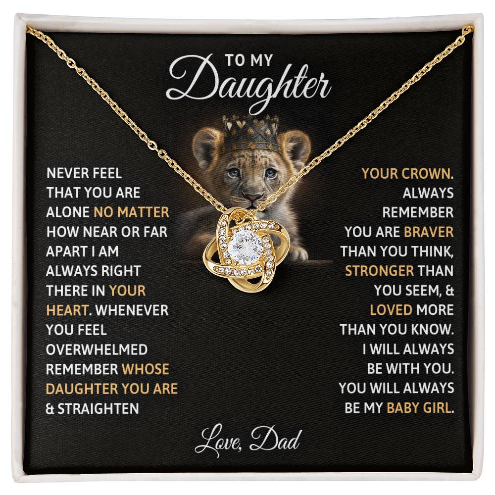 To My Daughter "You Will Always Be My Baby Girl" Knot Necklace