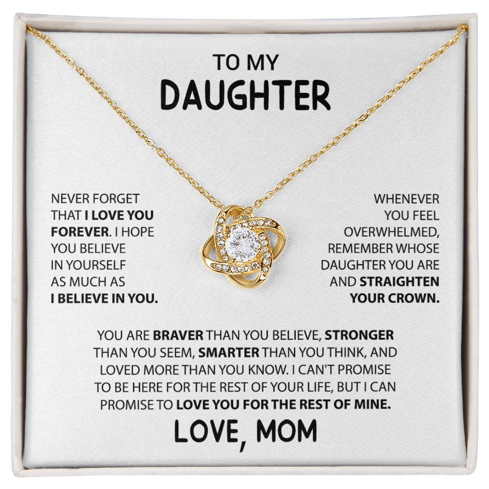 To My Daughter "I Believe In You" Knot Necklace