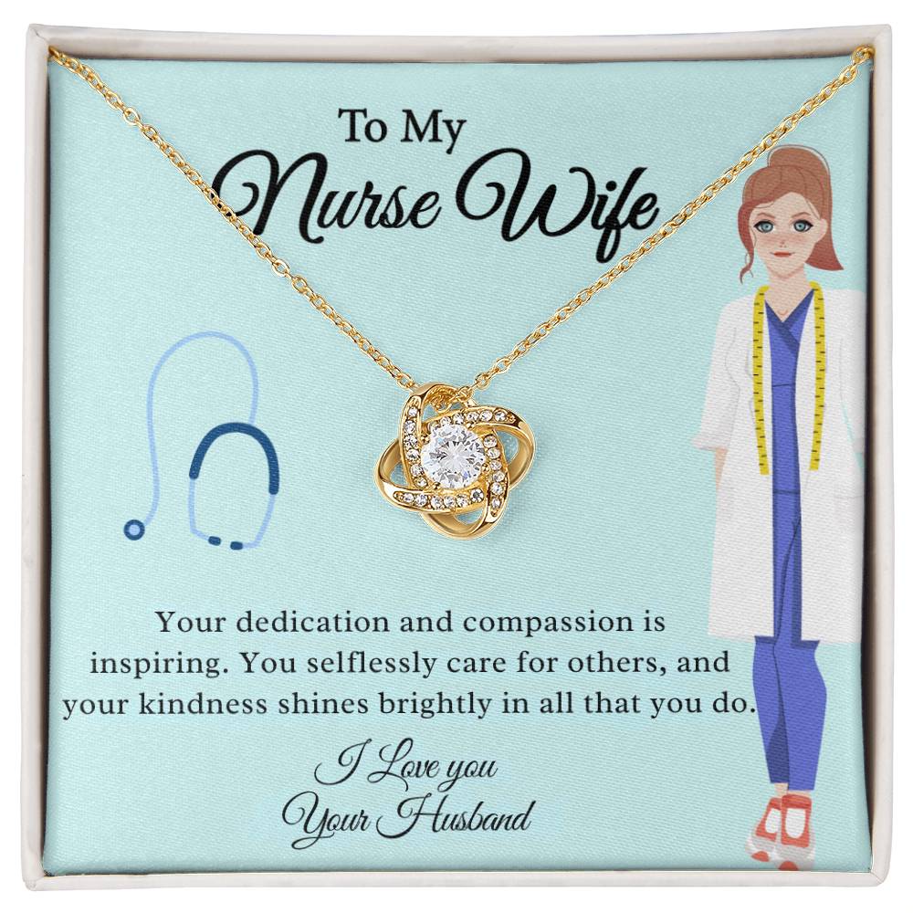 To My Nurse Wife "Your Kindness Shines Brightly" Knot Necklace