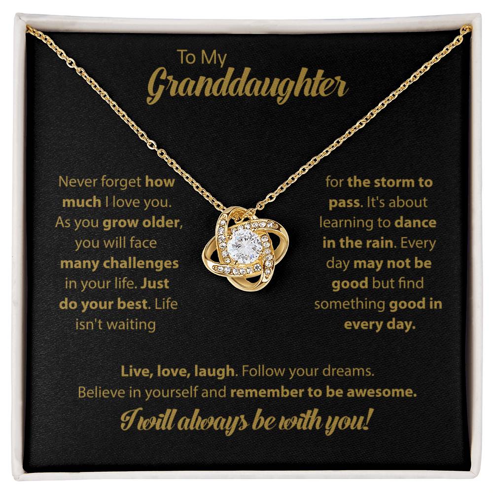 To My Granddaughter "Dance In The Rain" Knot Necklace