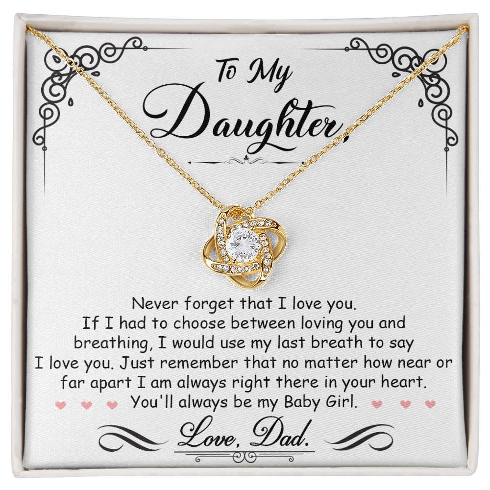 To My Daughter "I'm Always In Your Heart" Knot Necklace