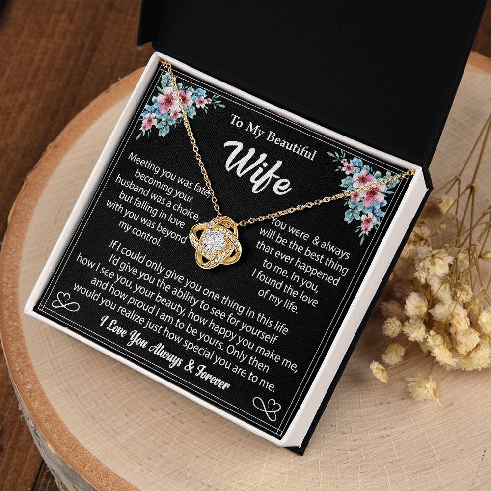 To My Wife "I Love You Always And Forever" Knot Necklace