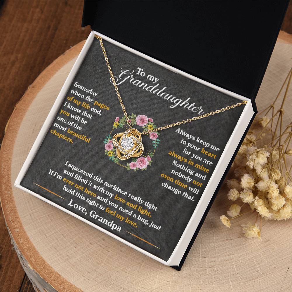 To My Granddaughter "Hold This Tight To Feel My Love" Knot Necklace