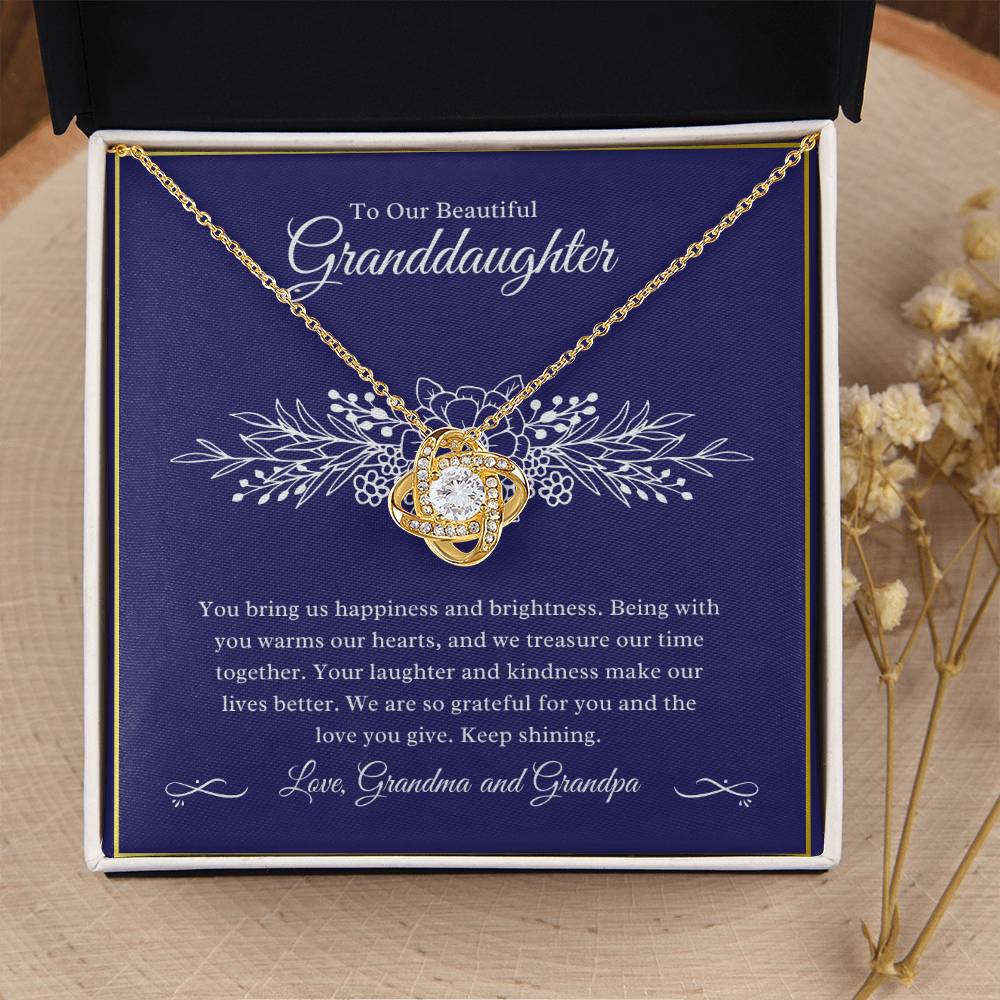 Gift For Granddaughter "You Bring Us Happiness" Knot Necklace