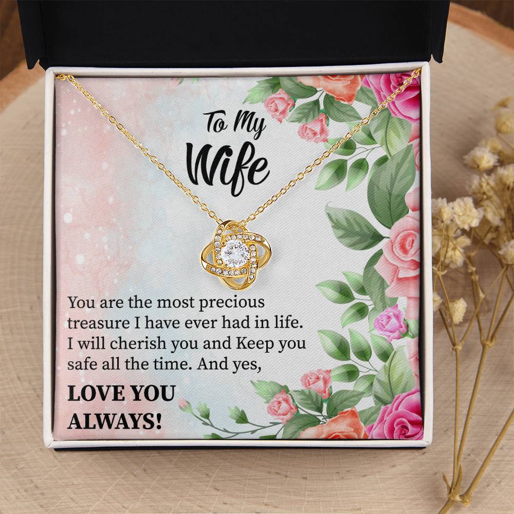 To My Wife "You Are The Most Precious Treasure" Knot Necklace