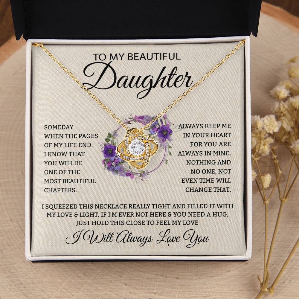 To My Daughter "I Will Always Love You" Knot Necklace