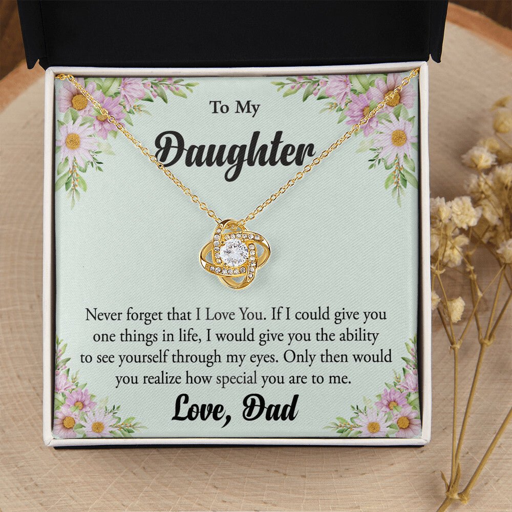 To My Daughter "Never Forget That I Love You" Knot Necklace