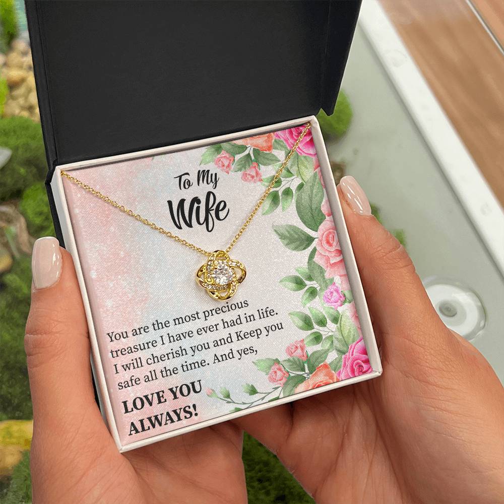 To My Wife "You Are The Most Precious Treasure" Knot Necklace