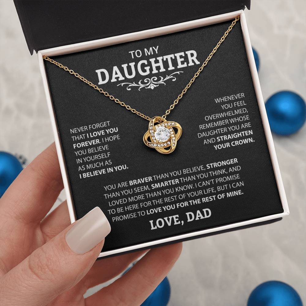 To My Daughter "Never Forget I Love You" Knot Necklace