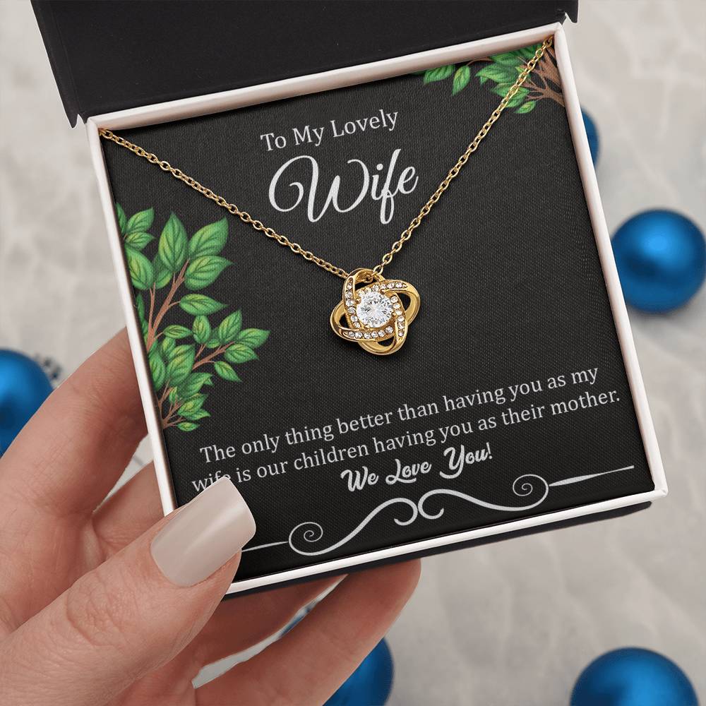 To My Lovely Wife "We Love You" Knot Necklace