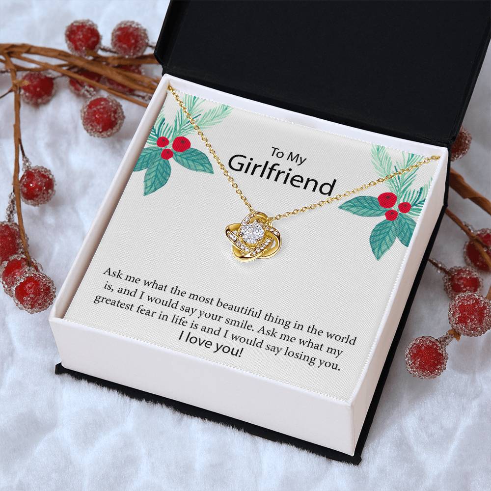 To My Girlfriend "The Most Beautiful Thing In The World" Knot Necklace