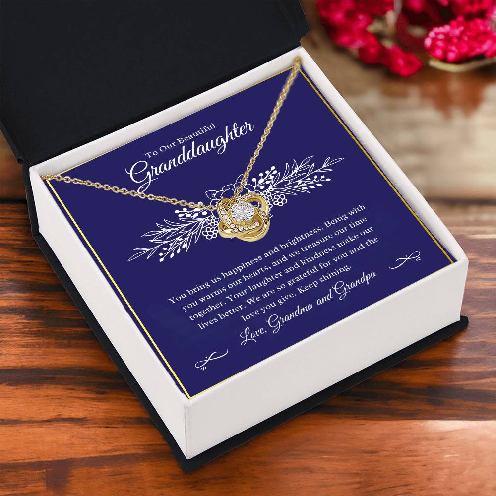 Gift For Granddaughter "You Bring Us Happiness" Knot Necklace