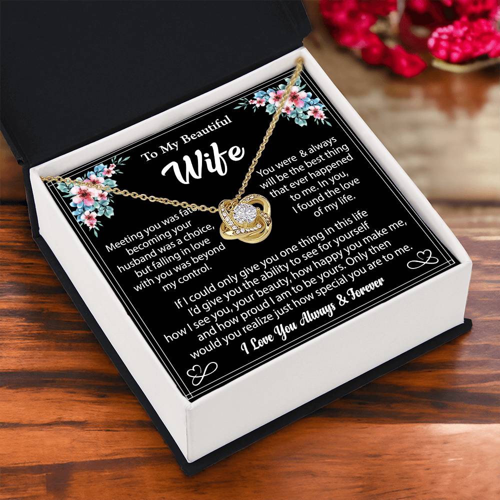 To My Wife "I Love You Always And Forever" Knot Necklace