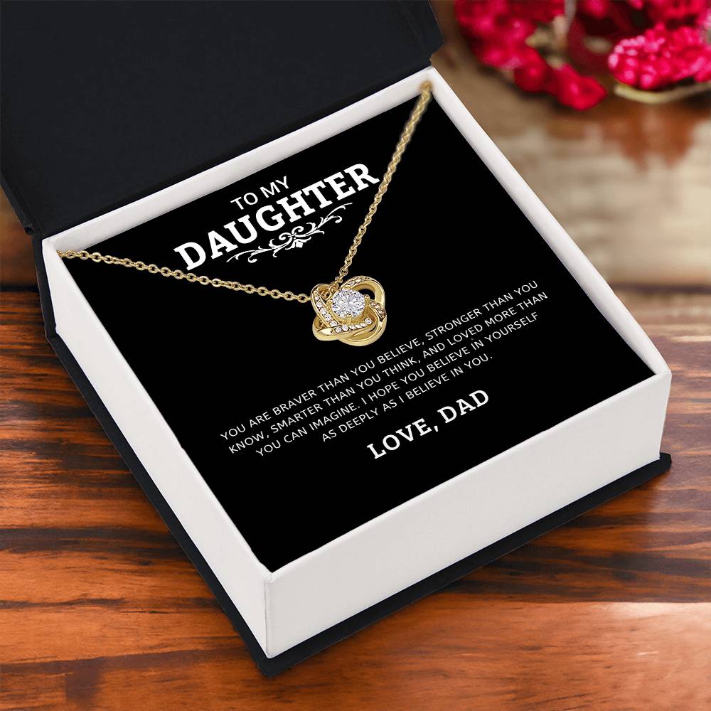 To My Daughter "I Believe In You" Knot Necklace