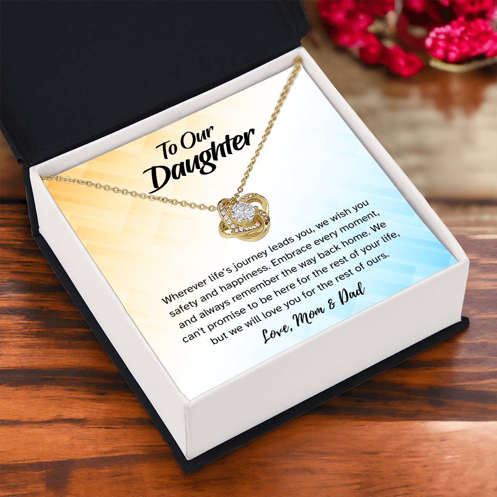 Gift For Daughter "We Wish You Happiness" Knot Necklace