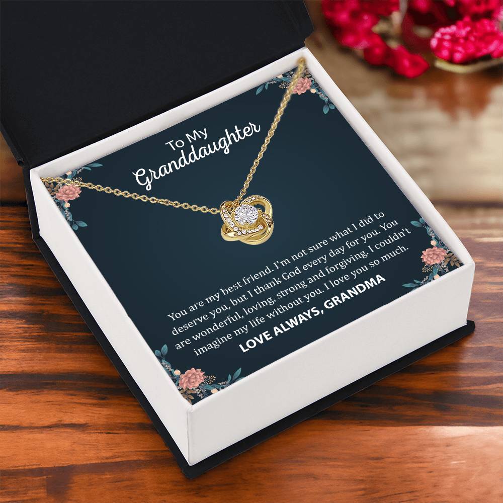 To My Granddaughter "You Are My Best Friend" Knot Necklace