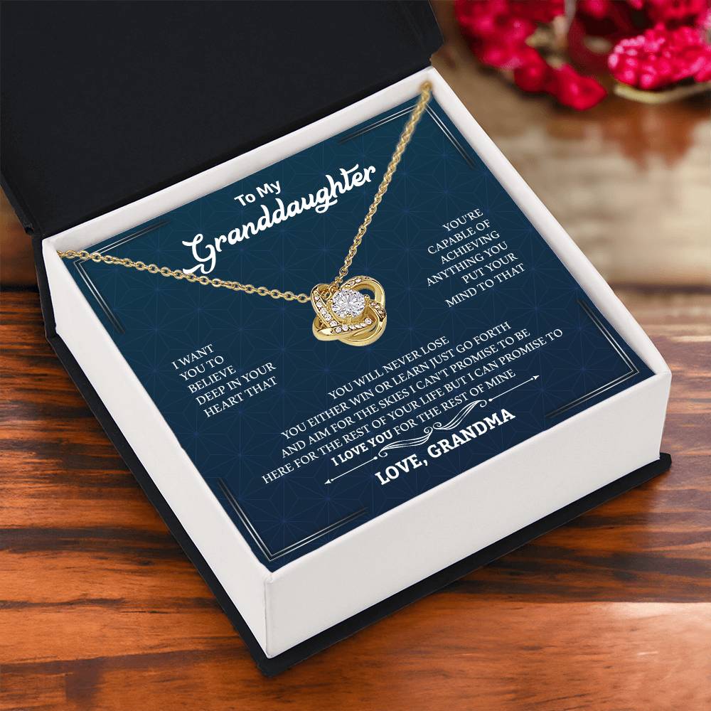 To My Granddaughter "You Will Never Lose" Knot Necklace
