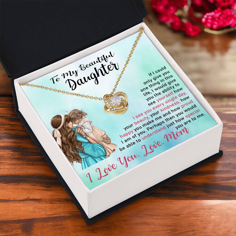 To My Daughter "I Love You" Knot Necklace