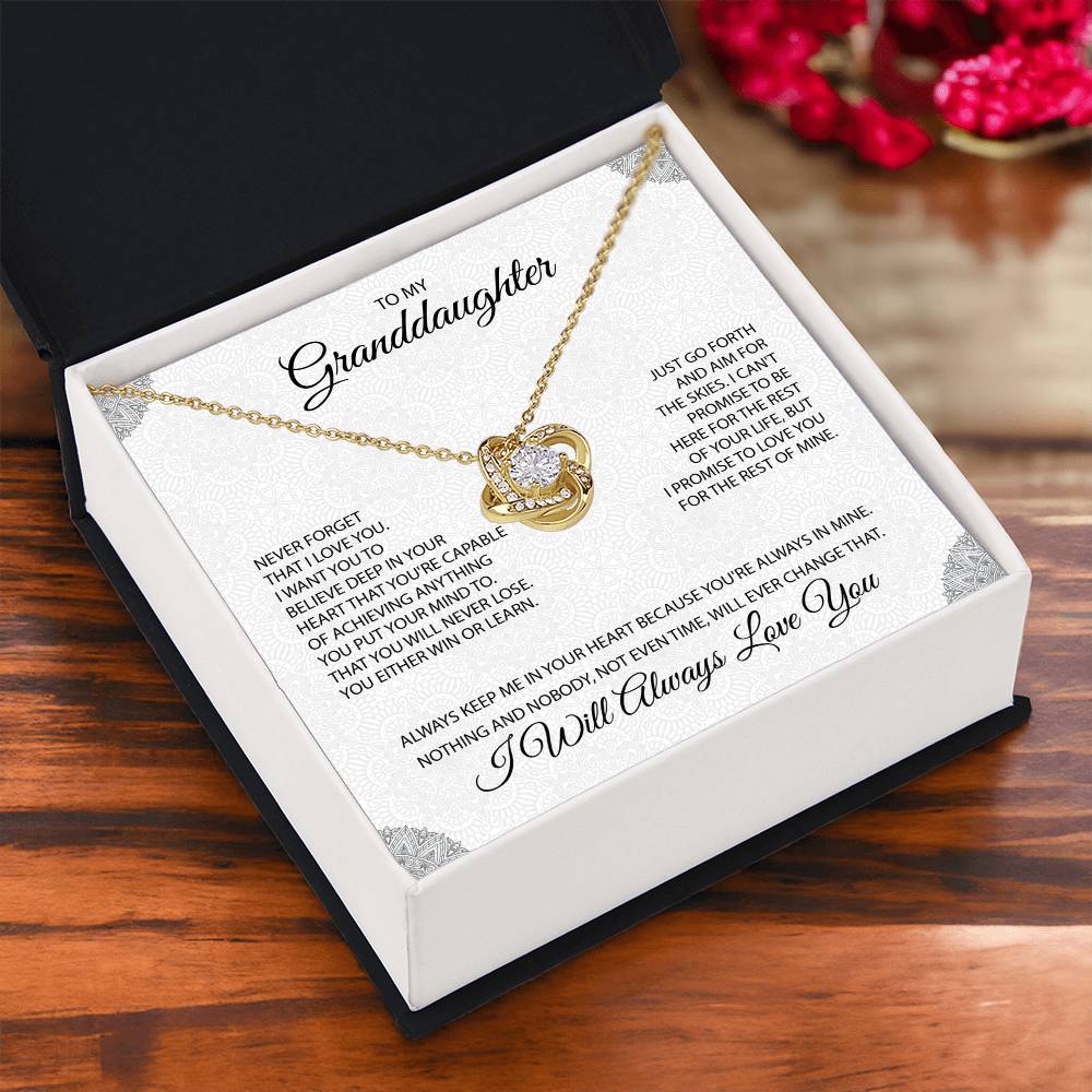 To My Granddaughter "You're Always In My Heart" Knot Necklace