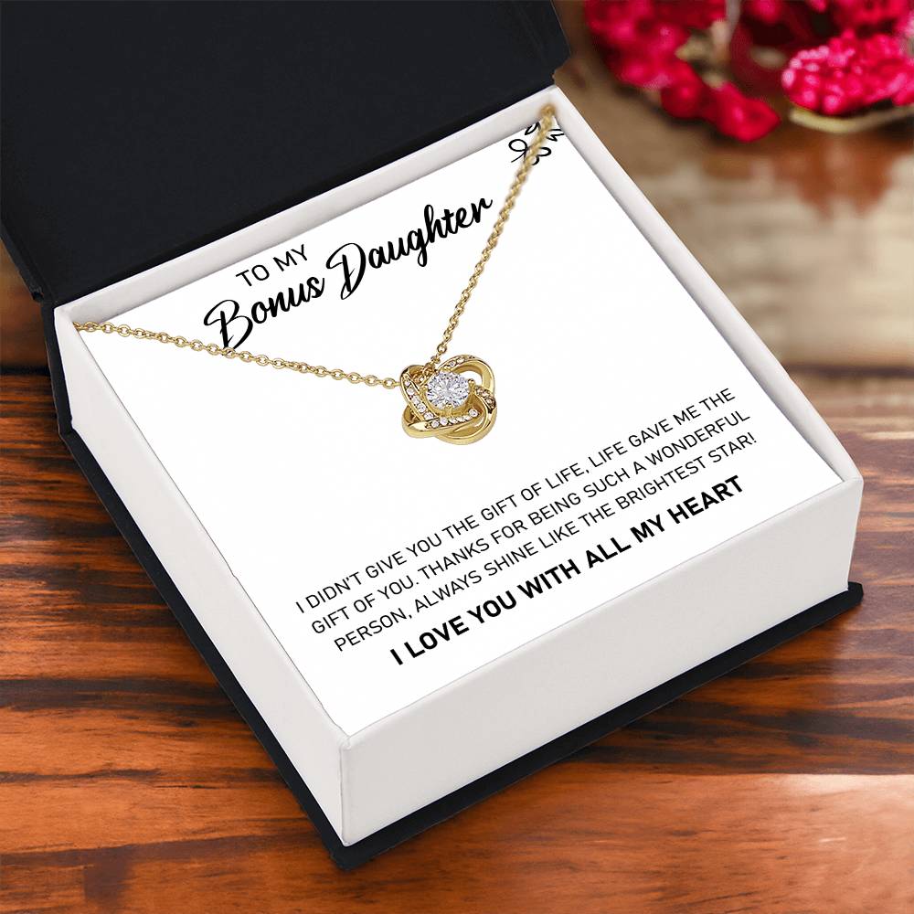To My Bonus Daughter "Always Shine Like The Brightest Star" Knot Necklace
