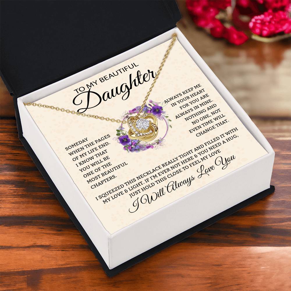 To My Daughter "I Will Always Love You" Knot Necklace