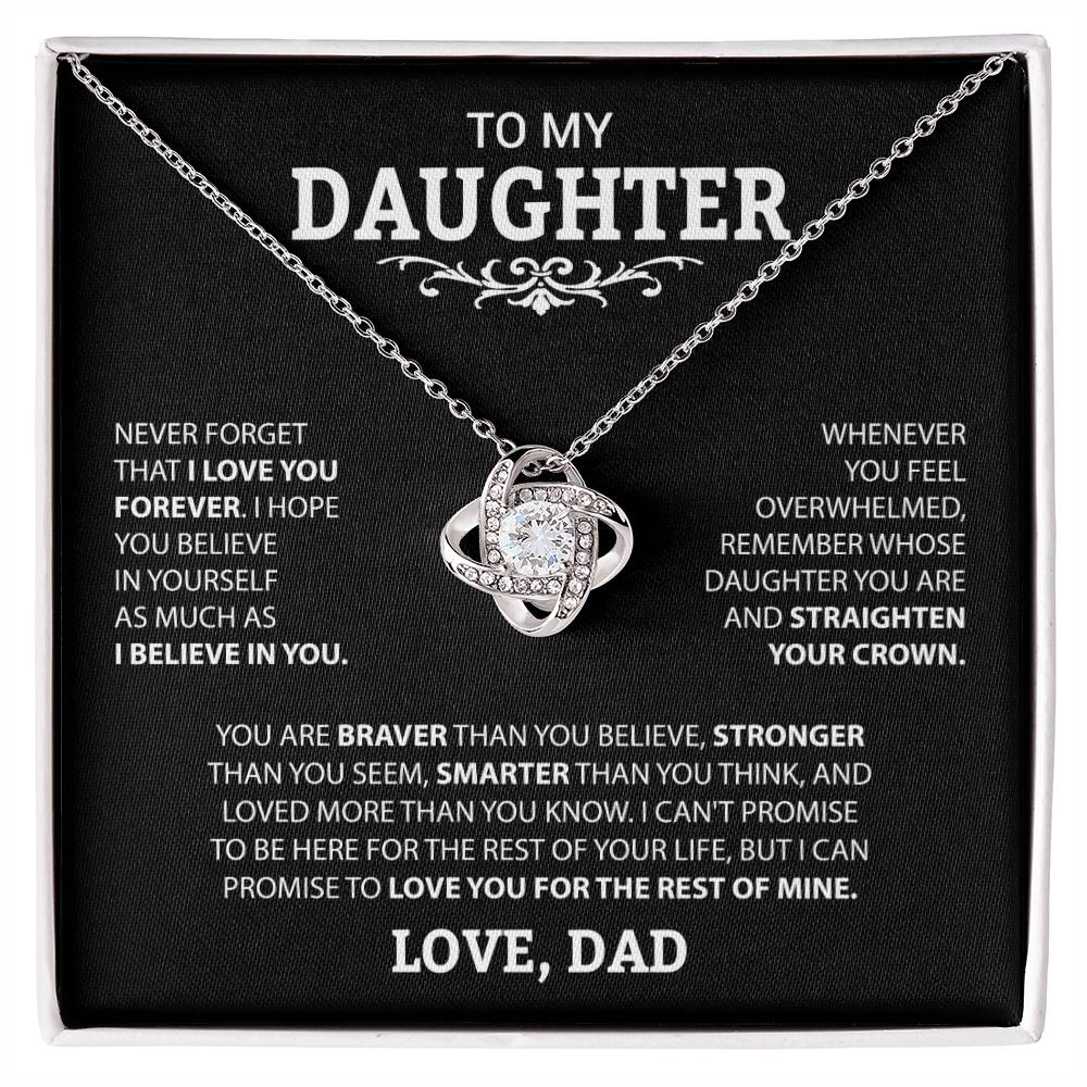 To My Daughter "Never Forget I Love You" Knot Necklace
