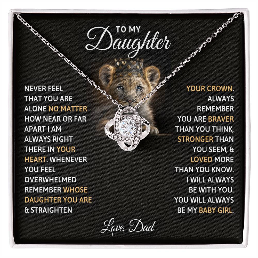 To My Daughter "You Will Always Be My Baby Girl" Knot Necklace
