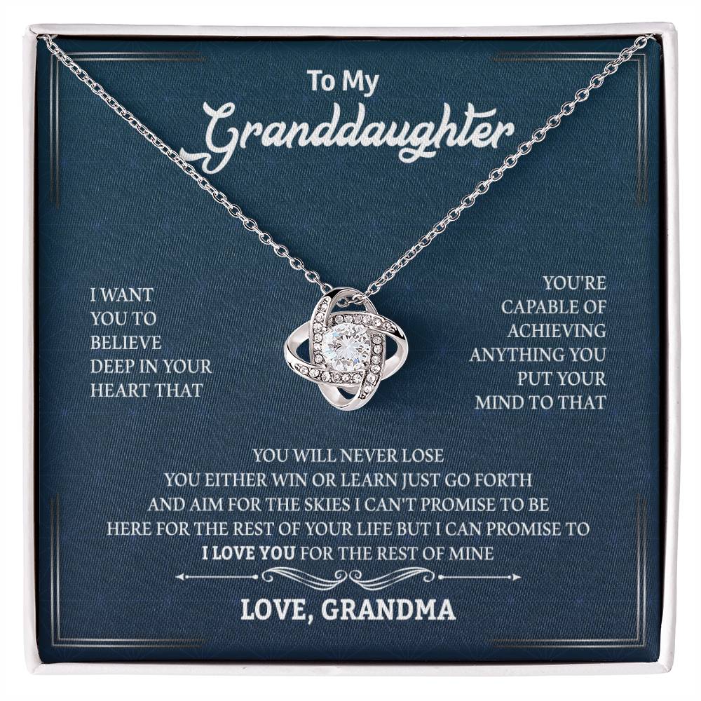 To My Granddaughter "You Will Never Lose" Knot Necklace