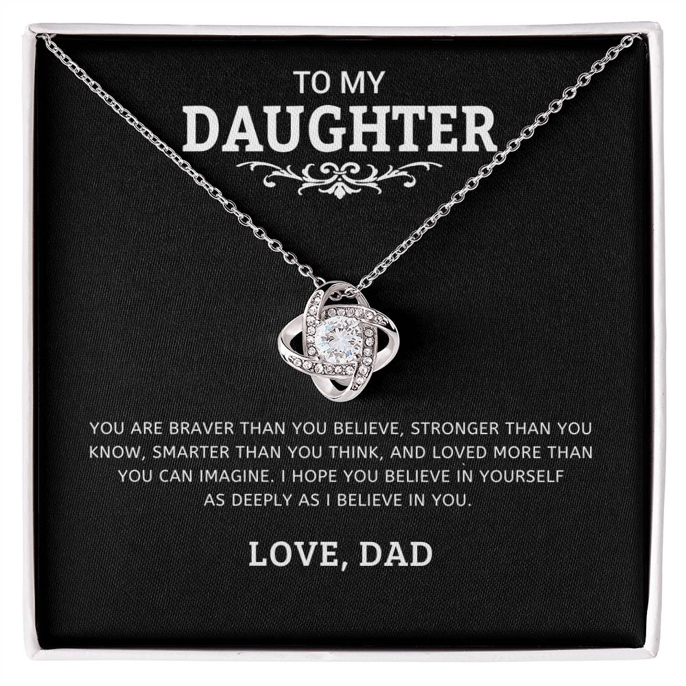 To My Daughter "I Believe In You" Knot Necklace
