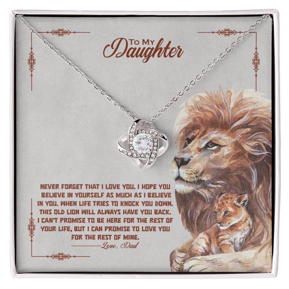 To My Beautiful Daughter "Never Forget That I Love You" Knot Necklace