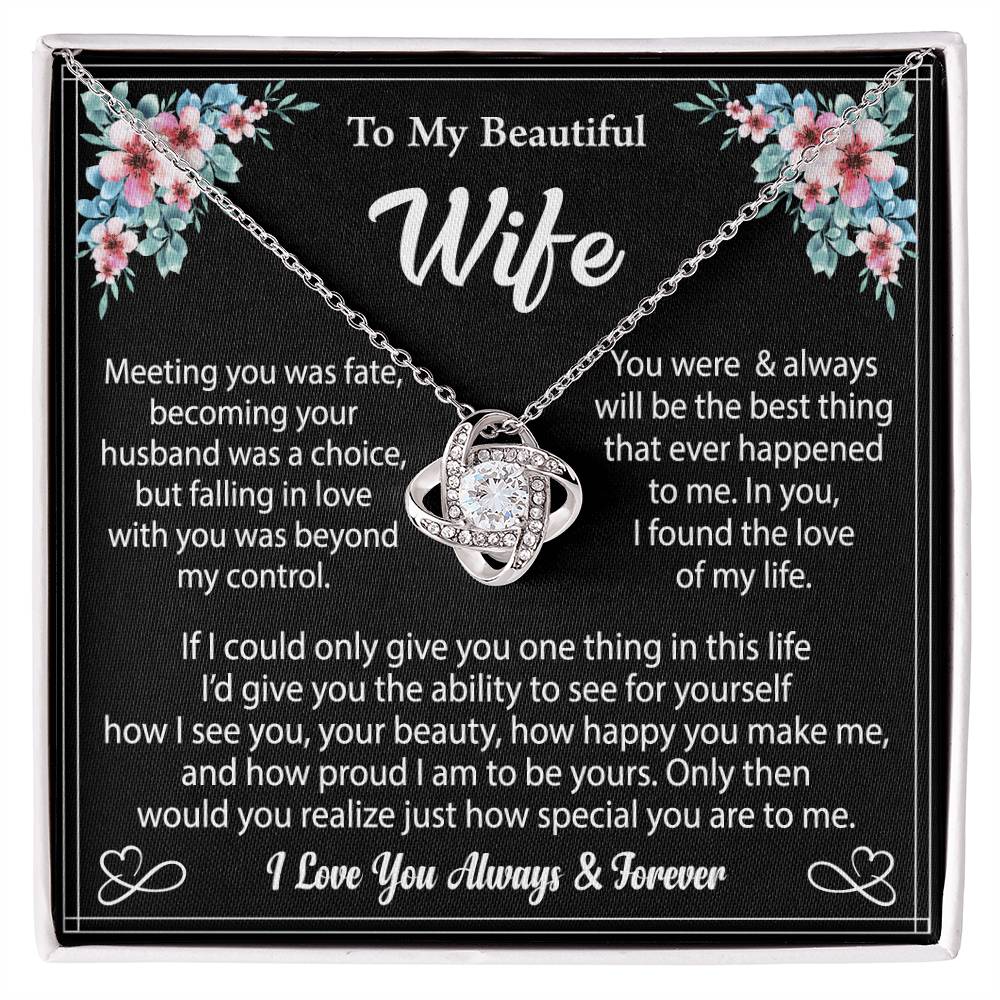 To My Wife "I Love You Always And Forever" Knot Necklace