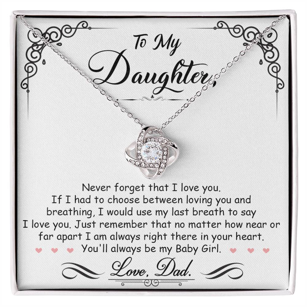 To My Daughter "I'm Always In Your Heart" Knot Necklace