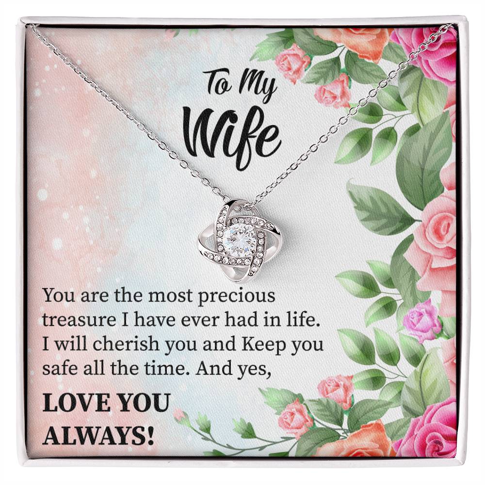To My Wife "You Are The Most Precious Treasure" Knot Necklace
