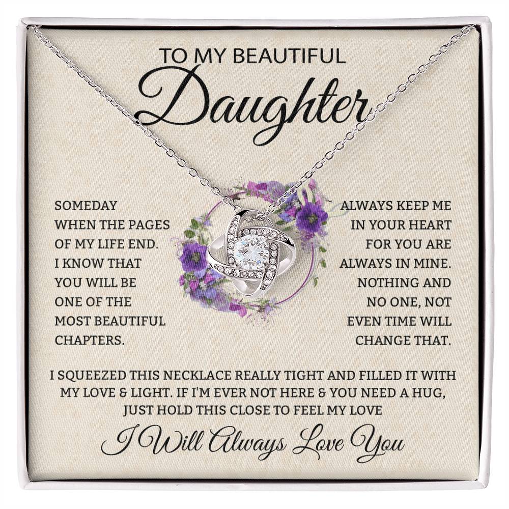 To My Daughter "I Will Always Love You" Knot Necklace