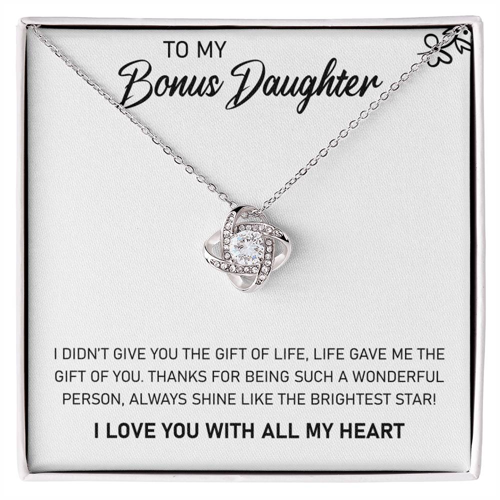 To My Bonus Daughter "Always Shine Like The Brightest Star" Knot Necklace