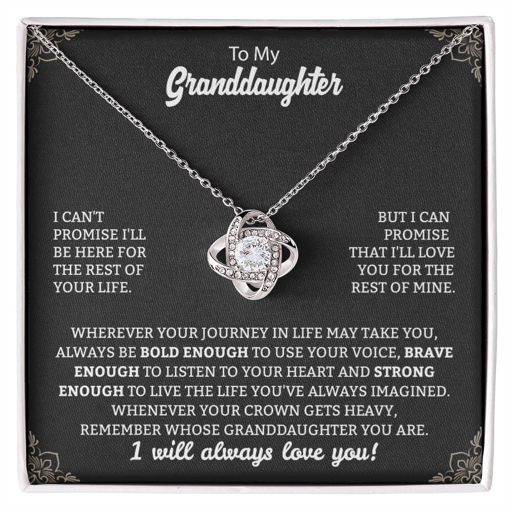 To My Granddaughter "Remember Who's Granddaughter You Are" Knot Necklace