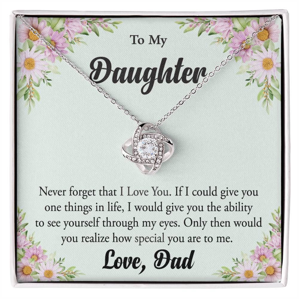 To My Daughter "Never Forget That I Love You" Knot Necklace
