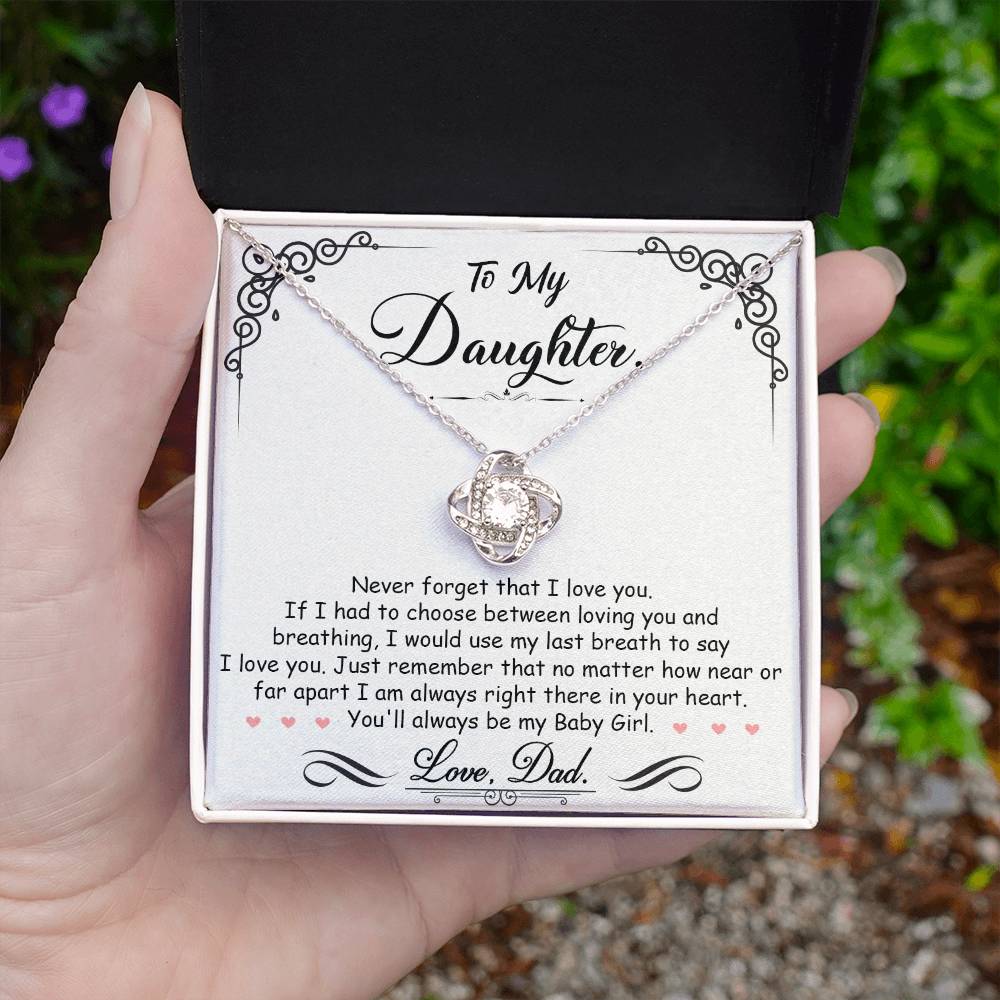 To My Daughter "I'm Always In Your Heart" Knot Necklace