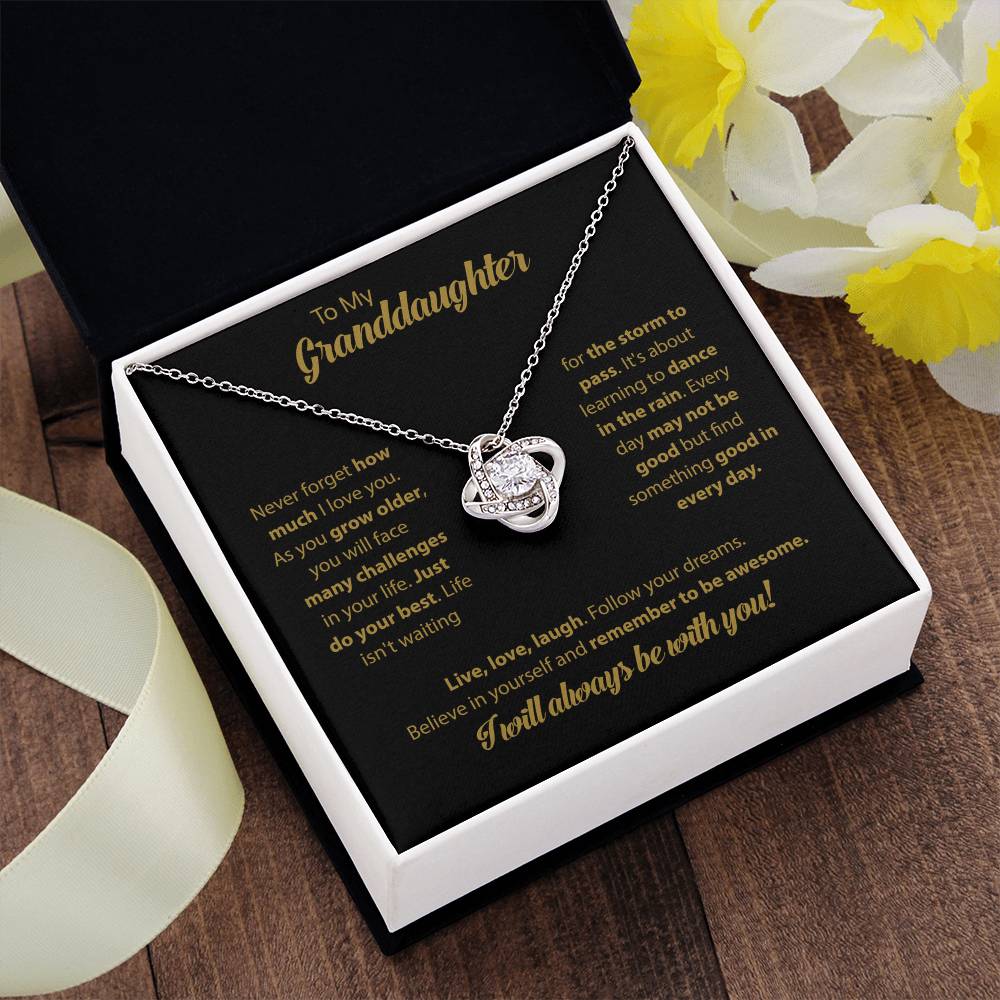 To My Granddaughter "Dance In The Rain" Knot Necklace