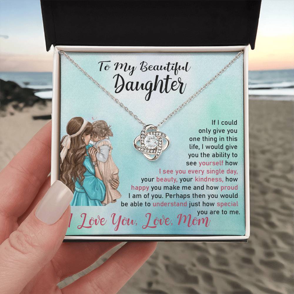To My Daughter "I Love You" Knot Necklace