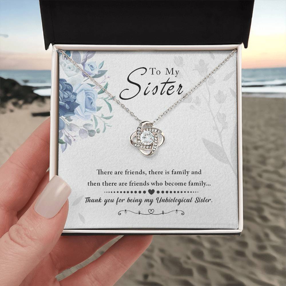 To My Sister "Thank You For Everything" Knot Necklace