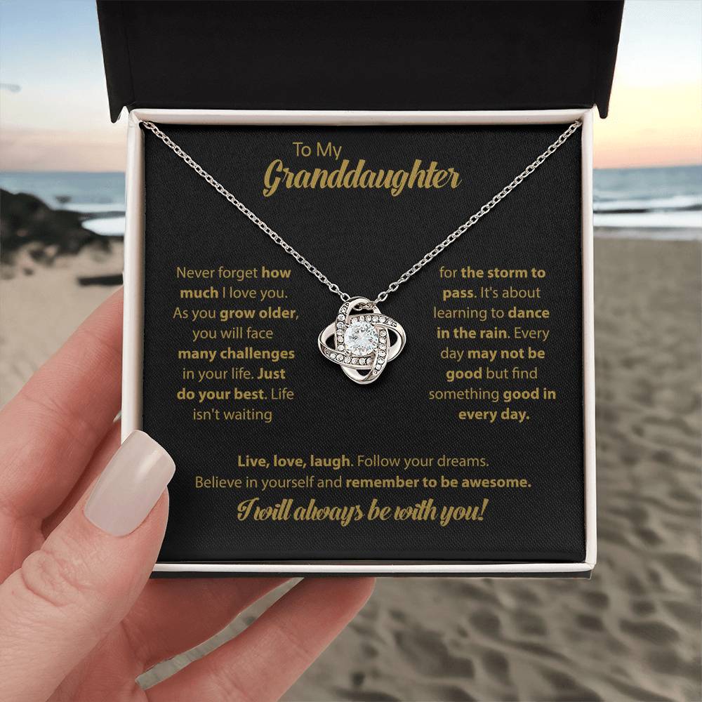 To My Granddaughter "Dance In The Rain" Knot Necklace